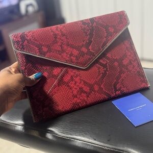 Rebecca Minkoff Snakeskin Clutch – Burgundy